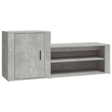 Shoe Cabinet Concrete Grey 130x35x54 cm Engineered Wood - Front View