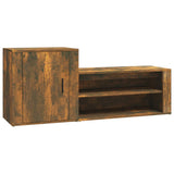 Shoe Cabinet Smoked Oak 130x35x54 cm Engineered Wood - Front View