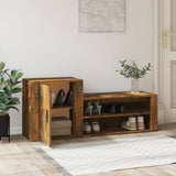 Shoe Cabinet Smoked Oak 130x35x54 cm Engineered Wood - Side View