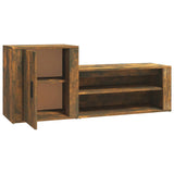 Shoe Cabinet Smoked Oak 130x35x54 cm Engineered Wood - Rear View