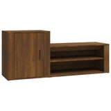 Shoe Cabinet Brown Oak 130x35x54 cm Engineered Wood - Front View