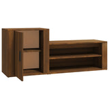 Shoe Cabinet Brown Oak 130x35x54 cm Engineered Wood - Rear View