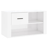 Shoe Cabinet High Gloss White 80x35x45 cm Engineered Wood - Front View