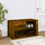 Shoe Cabinet Smoked Oak 80x35x45 cm Engineered Wood - Side View