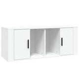 TV Cabinet White 100x35x40 cm Engineered Wood - Front View