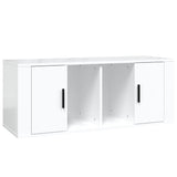 TV Cabinet High Gloss White 100x35x40 cm Engineered Wood - Front View