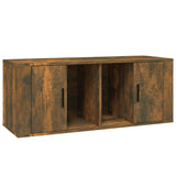 TV Cabinet Smoked Oak 100x35x40 cm Engineered Wood - Front View