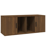 TV Cabinet Brown Oak 100x35x40 cm Engineered Wood - Front View