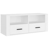 TV Cabinet White 100x35x40 cm Engineered Wood - Front View