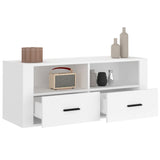 TV Cabinet White 100x35x40 cm Engineered Wood - 45-Degree Angle