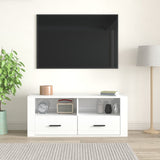 TV Cabinet High Gloss White 100x35x40 cm Engineered Wood - Side View