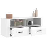 TV Cabinet High Gloss White 100x35x40 cm Engineered Wood - 45-Degree Angle