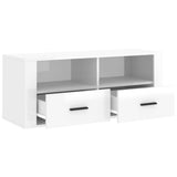TV Cabinet High Gloss White 100x35x40 cm Engineered Wood - Close-Up Angle