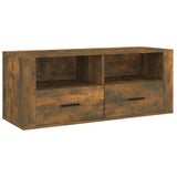 TV Cabinet Smoked Oak 100x35x40 cm Engineered Wood - Front View