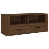 TV Cabinet Brown Oak 100x35x40 cm Engineered Wood - Front View