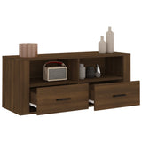 TV Cabinet Brown Oak 100x35x40 cm Engineered Wood - 45-Degree Angle