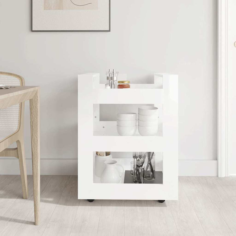 Kitchen Trolley High Gloss White 60x45x80 cm Engineered Wood