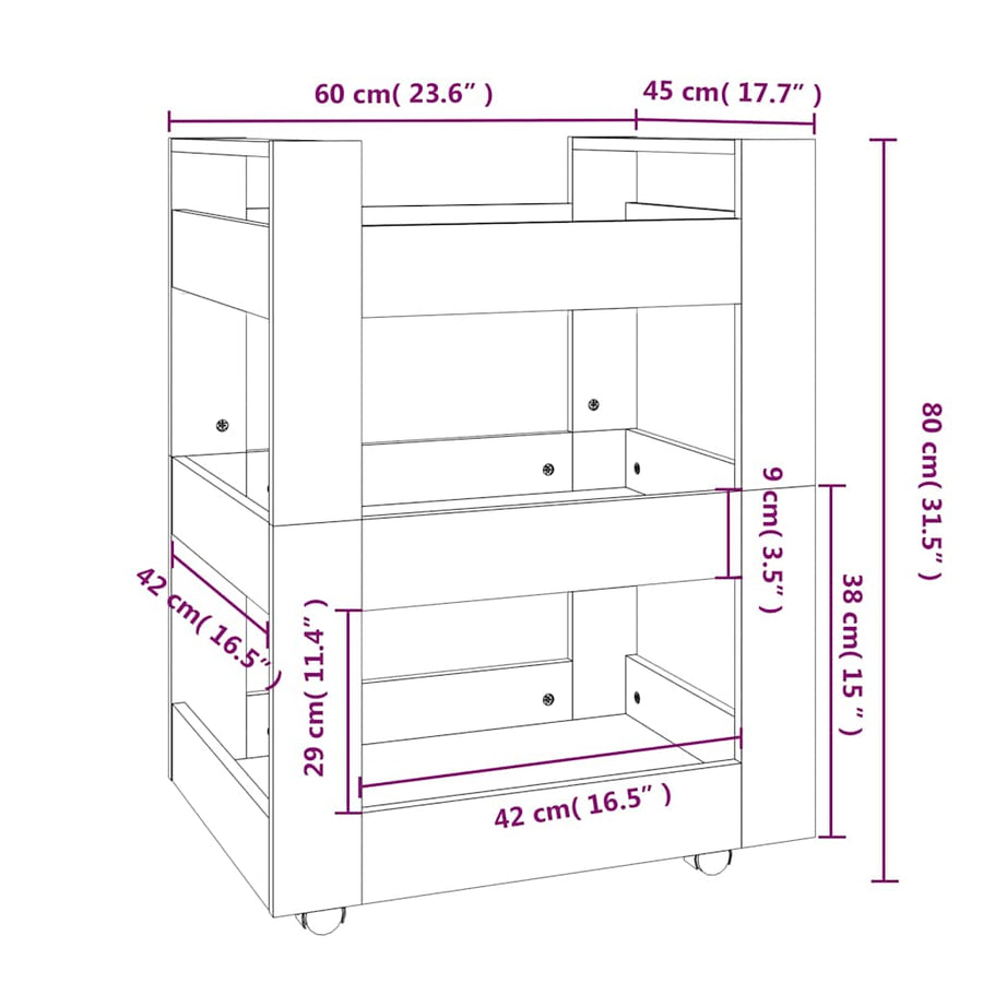 Kitchen Trolley Sonoma Oak 60x45x80 cm Engineered Wood