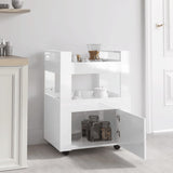 Kitchen Trolley High Gloss White 60x45x80 cm Engineered Wood - Side View