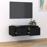 Hanging TV Cabinet Black 80x36x25 cm Engineered Wood - Side View