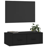 Hanging TV Cabinet Black 80x36x25 cm Engineered Wood - Top-Down View