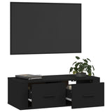 Hanging TV Cabinet Black 80x36x25 cm Engineered Wood - 45-Degree Angle