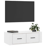 Hanging TV Cabinet High Gloss White 80x36x25 cm Engineered Wood - Top-Down View