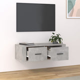 Hanging TV Cabinet Concrete Grey 80x36x25 cm Engineered Wood - Side View