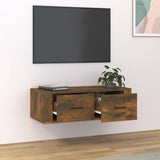 Hanging TV Cabinet Smoked Oak 80x36x25 cm Engineered Wood - Side View