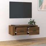 Hanging TV Cabinet Brown Oak 80x36x25 cm Engineered Wood - Side View