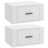 Wall-mounted Bedside Cabinets 2 pcs White 50x36x25 cm - Front View