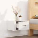 Wall-mounted Bedside Cabinet High Gloss White 50x36x25 cm - Side View