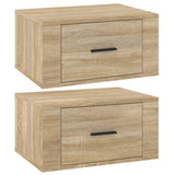 Wall-mounted Bedside Cabinets 2 pcs Sonoma Oak 50x36x25 cm - Front View