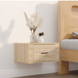 Wall-mounted Bedside Cabinets 2 pcs Sonoma Oak 50x36x25 cm - Side View