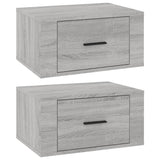 Wall-mounted Bedside Cabinets 2 pcs Grey Sonoma 50x36x25 cm - Front View