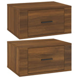 Wall-mounted Bedside Cabinets 2 pcs Brown Oak 50x36x25 cm - Front View