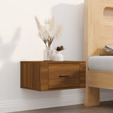 Wall-mounted Bedside Cabinets 2 pcs Brown Oak 50x36x25 cm - Side View
