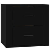 Wall-mounted Bedside Cabinet Black 50x36x47 cm - Front View