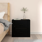 Wall-mounted Bedside Cabinet Black 50x36x47 cm - Side View