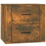 Wall-mounted Bedside Cabinet Smoked Oak 50x36x47 cm - Front View