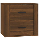 Wall-mounted Bedside Cabinet Brown Oak 50x36x47 cm - Front View