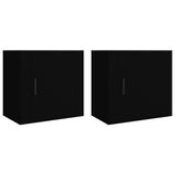 Wall-mounted Bedside Cabinets 2 pcs Black 50x30x47 cm - Front View