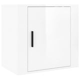 Wall-mounted Bedside Cabinet High Gloss White 50x30x47 cm - Front View