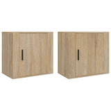 Wall-mounted Bedside Cabinets 2 pcs Sonoma Oak 50x30x47 cm - Front View