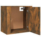 Wall-mounted Bedside Cabinet Smoked Oak 50x30x47 cm - Rear View
