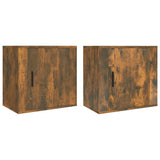 Wall-mounted Bedside Cabinets 2 pcs Smoked Oak 50x30x47 cm - Front View