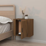 Wall-mounted Bedside Cabinet Brown Oak 50x30x47 cm - Side View