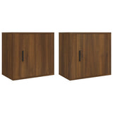Wall-mounted Bedside Cabinets 2 pcs Brown Oak 50x30x47 cm - Front View