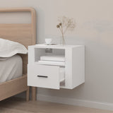 Wall-mounted Bedside Cabinet White 50x36x40 cm - Side View