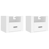 Wall-mounted Bedside Cabinets 2 pcs White 50x36x40 cm - Front View